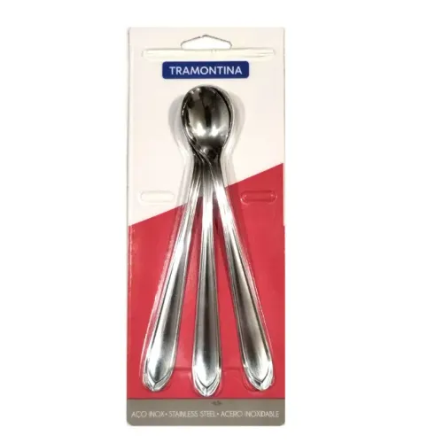 Conjunto De Colheres Para Refresco Aço Inox 3 Pç Tramontina Inox