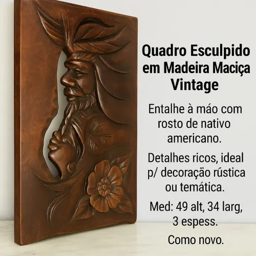 QUADRO MADEIRA MACIÇA ENTALHADO - VINTAGE