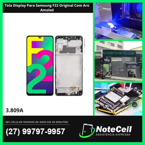 Tela Display Para Samsung F22 Original Com Aro Amoled- Instalada em 30 min!