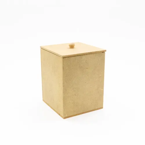 Pote Retangular Com Tampa Mdf Cru 8,2x8,8cm