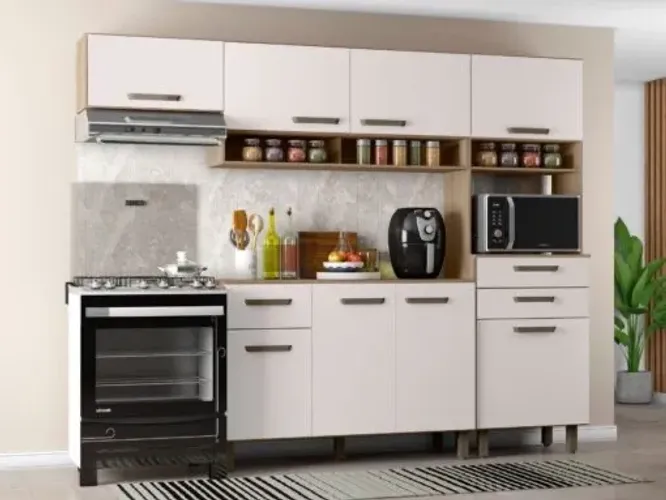 Cozinha Completa Siena 4 peças - Carvalho/Off White l76