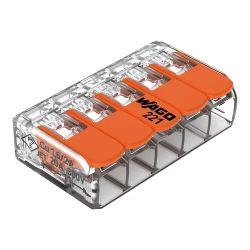 Caixa com 25 conectores Wago de 5 vias até 4mm