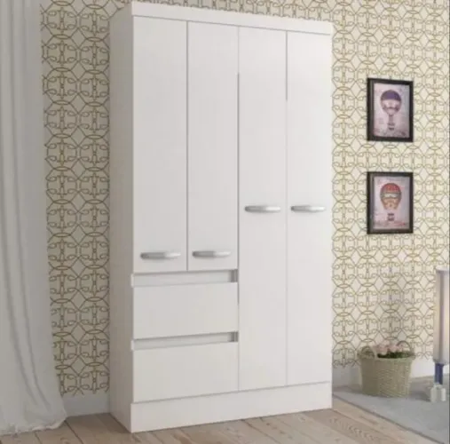 Guarda-Roupa Solteiro Maragogi 4 Portas 2 Gavetas (FAZEMOS ENTREGA EM ATÉ 24)