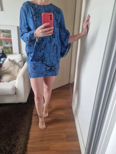 Vestido manga morcego Animale azul e preto, 38