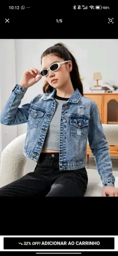 Jaqueta jeans menina - Tamanho 14
