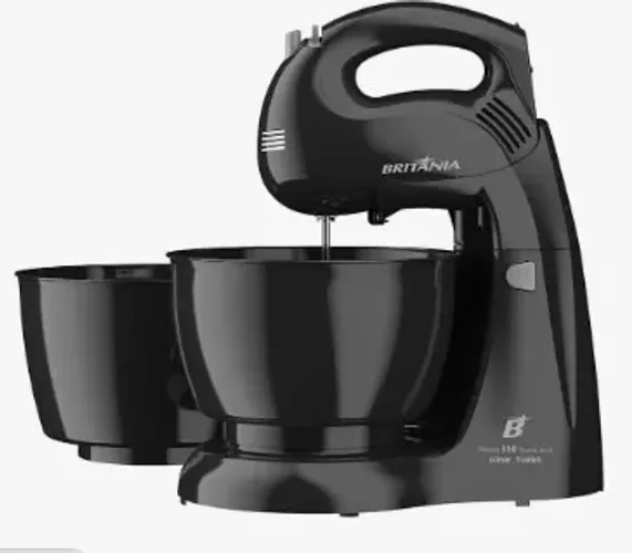 Batedeira Britânia Turbo Double Bowl Pérola 500w 2 Tigelas Preto 220v -z1570