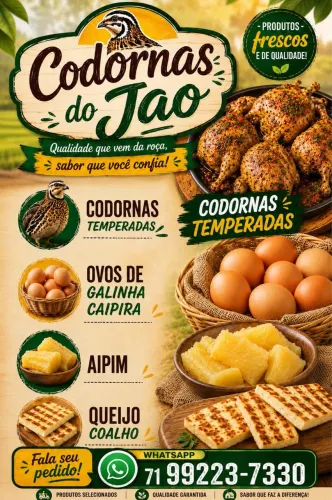 Venda de codornas temperadas e sem tempero