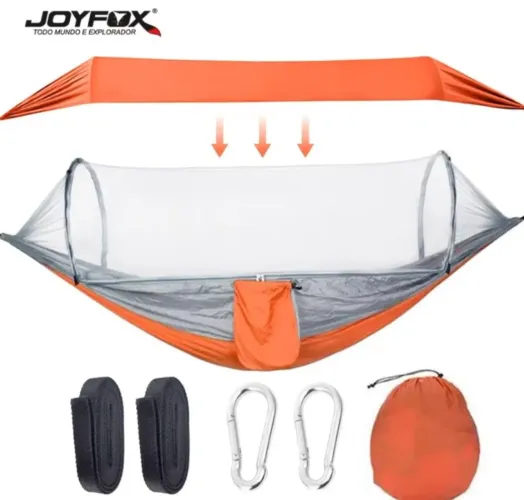 Rede De Dormir Descanso Joyfox Com Toldo Proteção Solar E Mosquiteiro Reforçada 260x140cm"