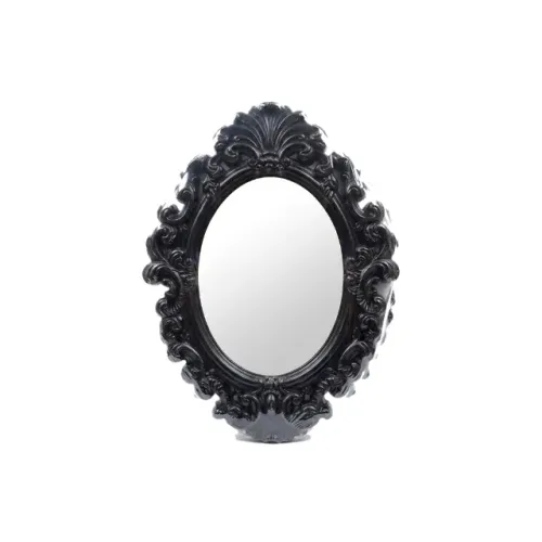 Espelho Oval Big Princess Veneziano Preto Plástico 68x50 CM