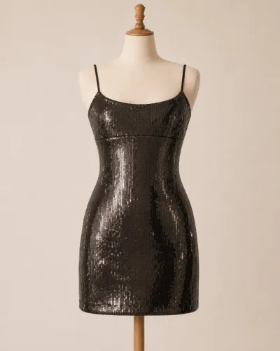 Vestido preto com brilho