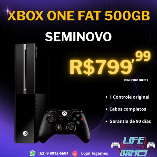 Xbox One Fat 500GB seminovo com garantia