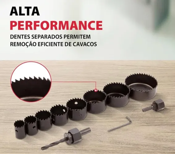 Kit Jogo De Serra Copo P/Madeira 11pçs 19 A 64mm AçoCarbono Profissional