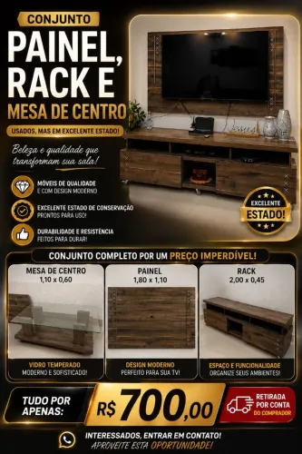 Painel + Rack + mesa de centro