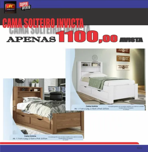 CAMA SOLTEIRO INVICTA COM GAVETAS