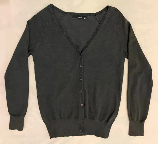 Cardigan Feminino Zara Para Outono Cinza Escuro