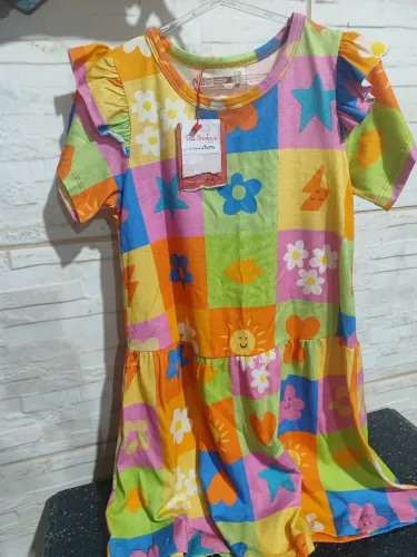 vestido malha estampa canja infantil 