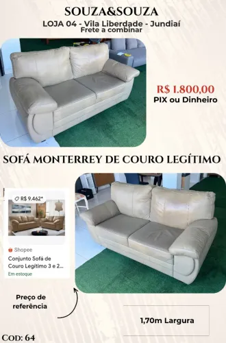 Sofá 2 lugares de Couro legítimo