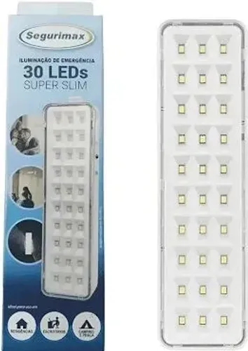 Luminária de Emergência Segurimax 30 LEDs Super Slim Recarregável