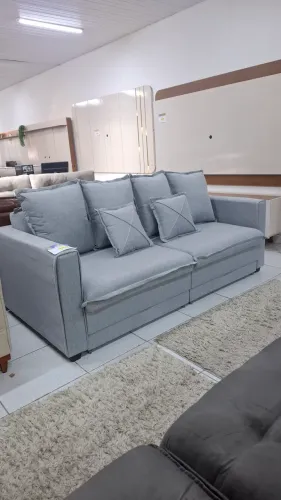 Sofa cama caixa 0/2.20M no linho com molas na estrutura
