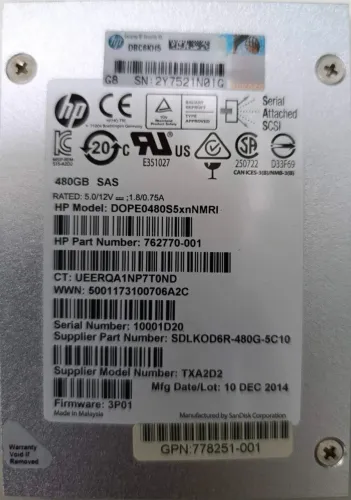 HD SSD HP SANDISK SAS 480GB 2,5'