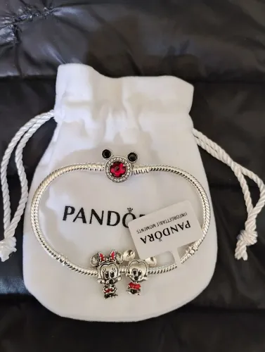 Linda Pulseira Disney em Prata 925 e Zircônias - Tam 17cm
