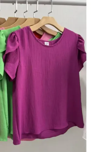 blusa rosa fúcsia manga tulipa
