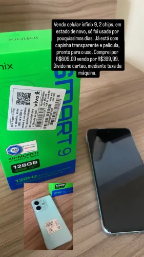 Celular infinix 9, 2 chips estado de novo!