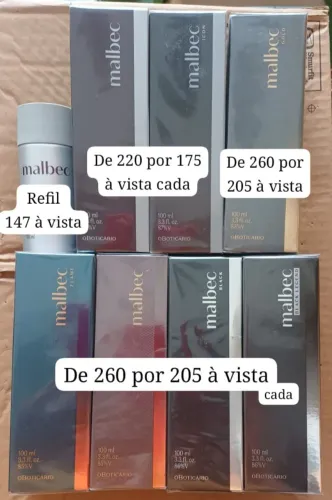 Malbec a partir de 175. Refil 147. Valores no anúncio.