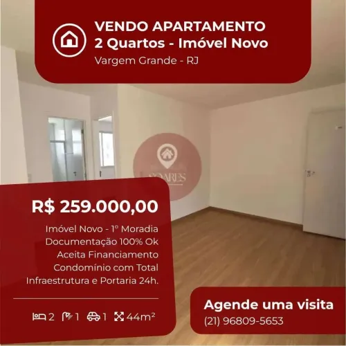 Apartamento à venda, no Novo Lar Vargem Grande, Vargem Grande, com 2 quartos, 44m²