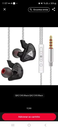 Fone QKZ CK5 In Ear Preto com Microfone e Controle
