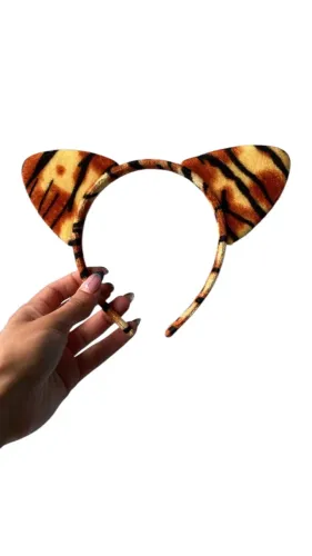 Tiara Orelhas de Tigre em Pelúcia, Acessório para Fantasia Cosplay