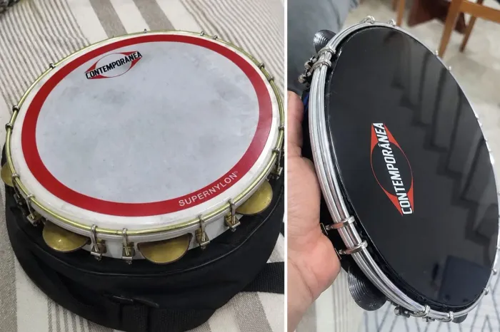 2 PANDEIROS CONTEMPORÂNEA 12" - R$ 500,00<br>