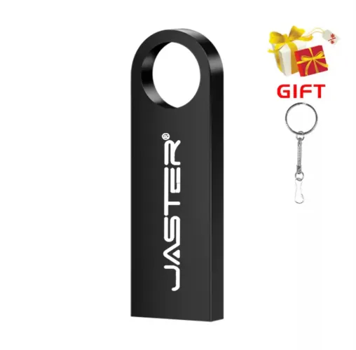 Mini Pen Drive Jaster 128GB USB de Metal - Compacto e Portátil Preto