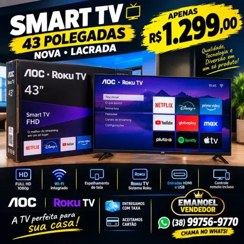 Smart tv 43 polegadas nova lacrada