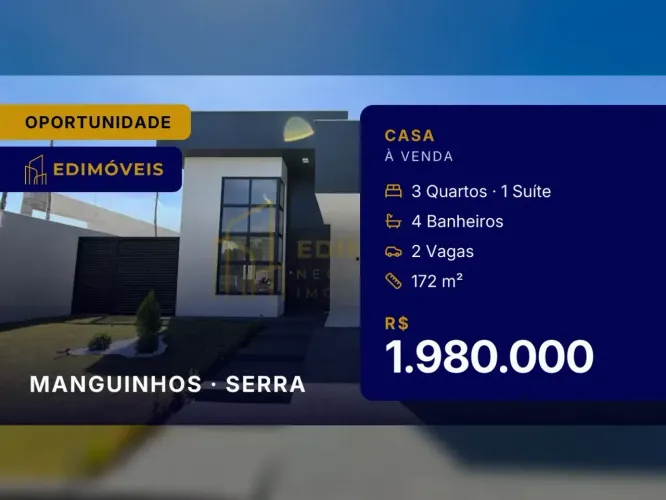 Casa 3 quartos em condomínio em Manguinhos, espaço e qualidade de vida