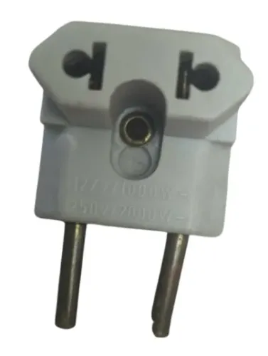 Adaptador de tomada Perlex universal 2 pinos bivolt 127-250 volts 1000-2000 watts cinza