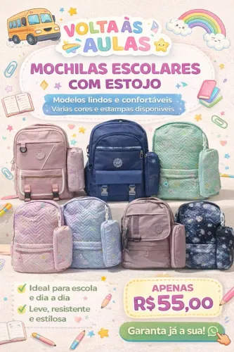Mochila Escolar com Estojo