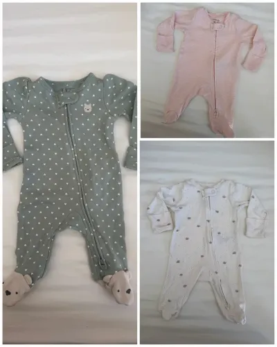 Kit 3 Bodys manga longa de zíper da Carters para menina RN 