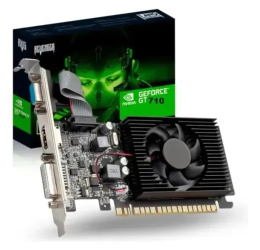Placa de Vídeo NVIDIA GeForce GT 710 2GB DDR3 64-bit Low Profile HDMI/DVI/VGA - 19W TDP<br>