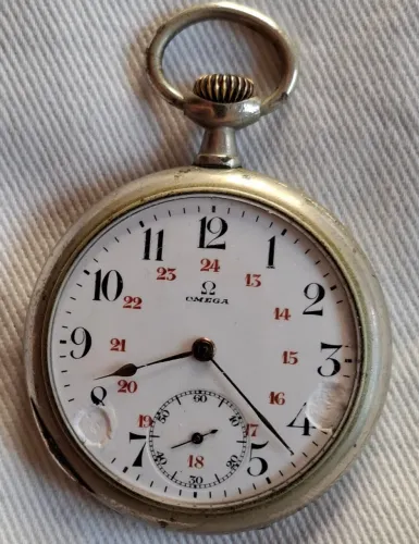 Relógio de bolso antigo (suíço da década de 1910), caixa em prata 0,900