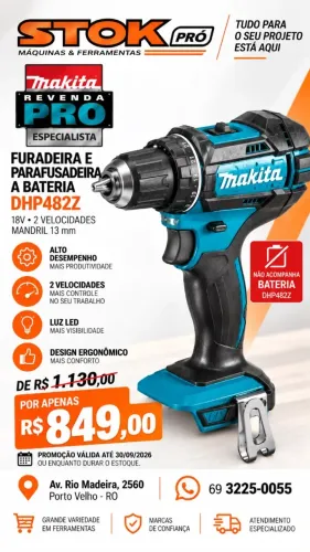 Parafusadeira/Furadeira de Impacto Makita DHP482Z 18V