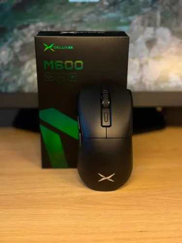 Mouse Gamer Delux M600 Preto Sem Fio 2.4G 12000 DPI Ultraleve