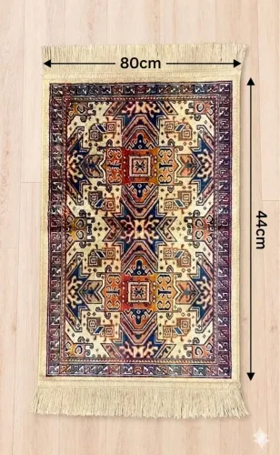 Tapete Passadeira Mini Estampa Tribal 80x44cm Com Franja