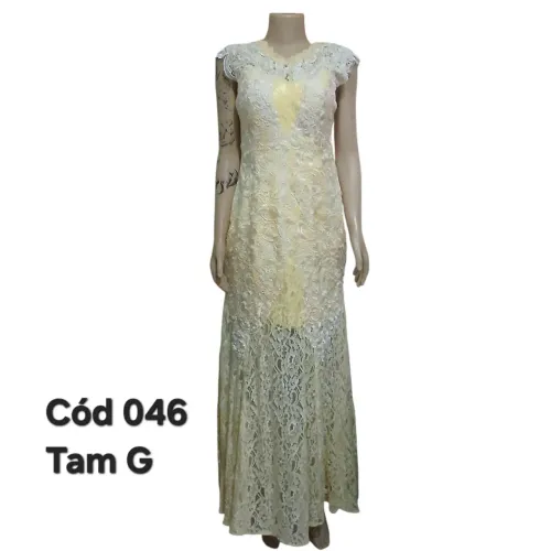 Vestido de festa amarelo rendado tam g madrinha_formatura cód 046