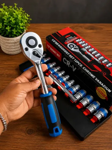 Jogo de soquete sextavado com 12 peças tamanho grande profissional
