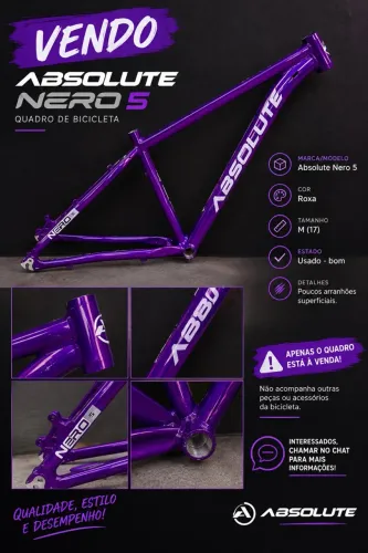 Vende-se QUADRO Absolute Nero 5 Roxa (USADO-BOM)