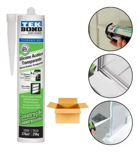Borracha de Silicone Acético Transparente 256g Tekbond Aqui você encontra tudo em ferramen