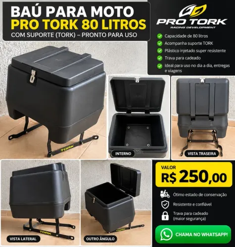 Baú de moto + suporte