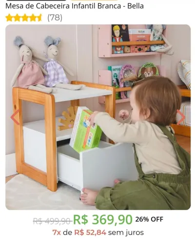 Mesa de cabeceira infantil