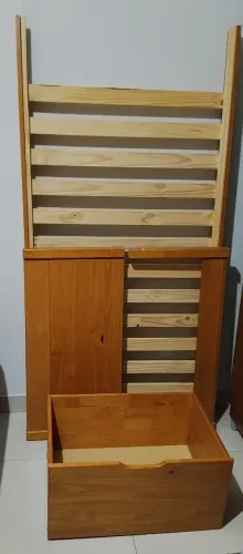 Cama solteiro com baú e colchão